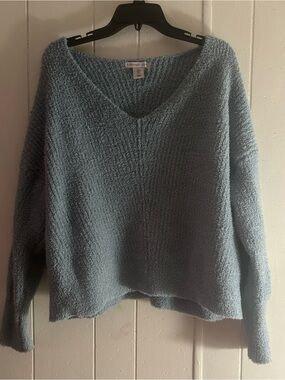 Sincerely Jules Light Blue V-Neck Textured Sweater